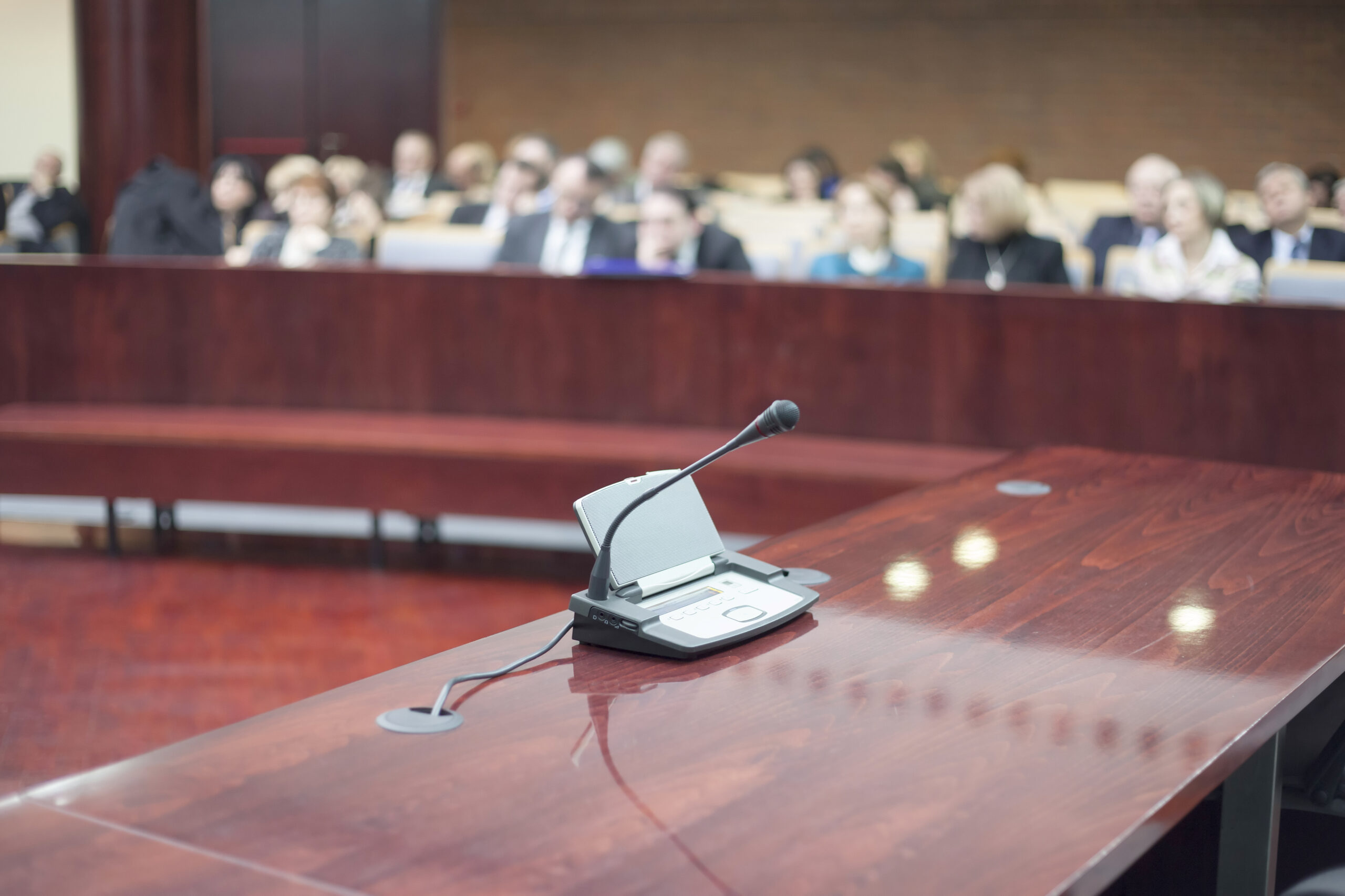 Witness stand in courtroom